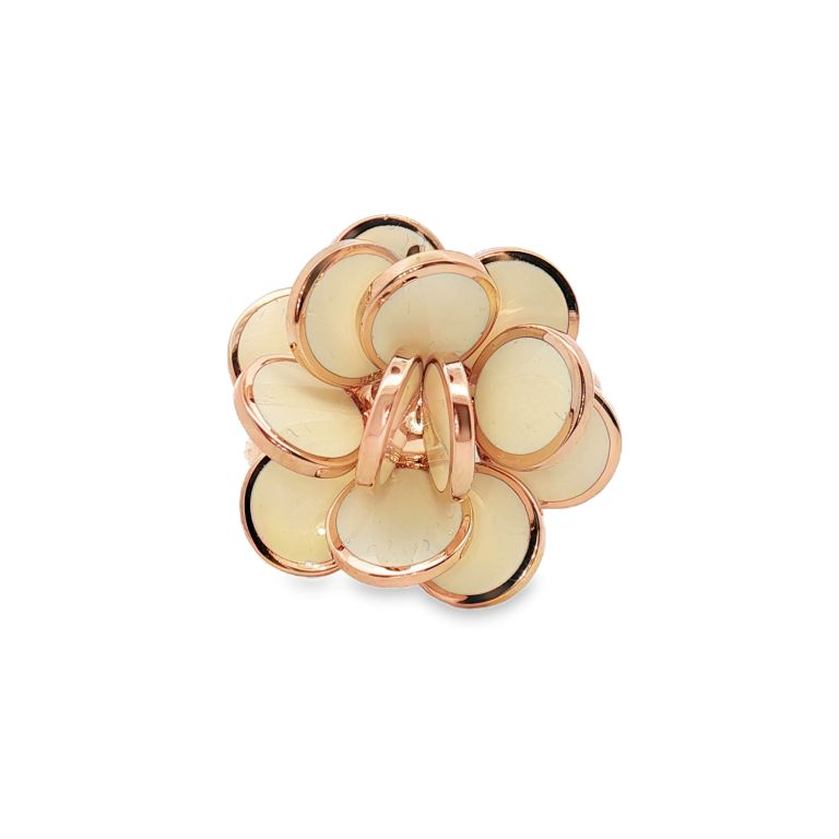 18K rose gold and white enamel flower ring from CHANTECLER.