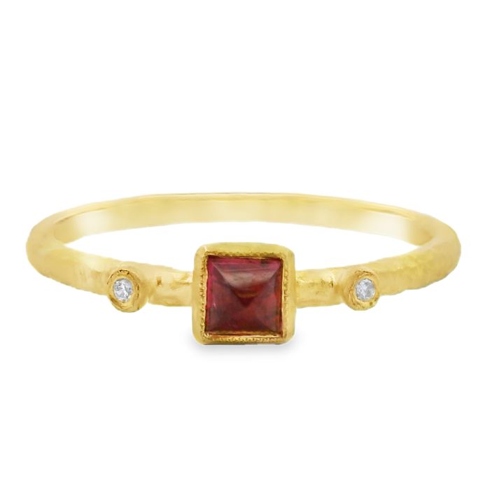 24K Yellow Gold Ruby/Diamond Ring