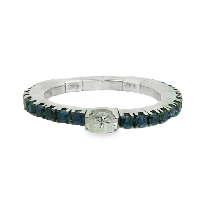 18K White Gold Sapphire & Diamond Ring