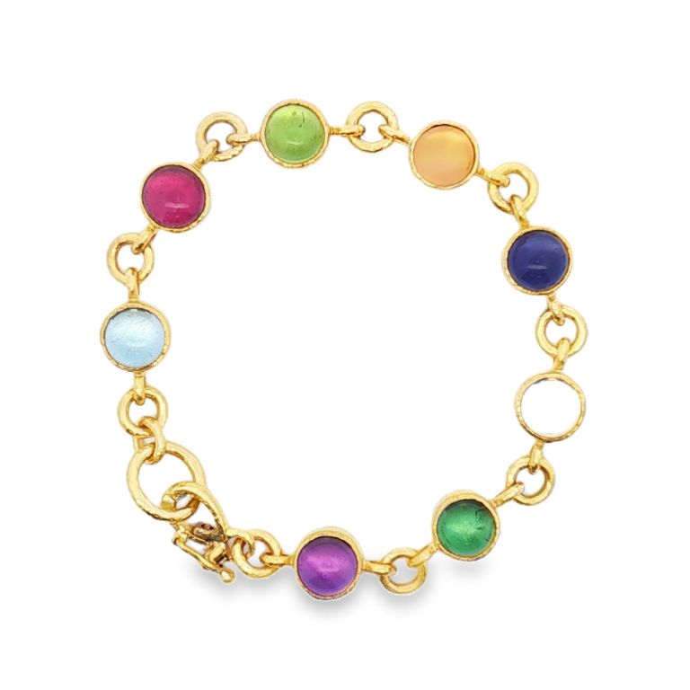 19K yellow gold 'Tutti Fruiti' cabochon gemstone bracelet