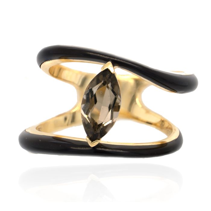 18K Yellow Gold Smokey Quartz Ring