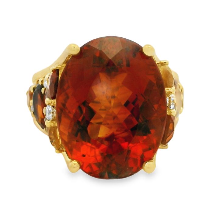 18K Yellow Gold Citrine/Diamond Fusion Ring