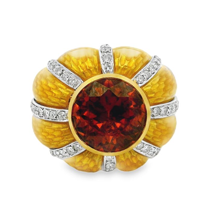 18K Yellow and White Gold Spessartite Garnet Ring