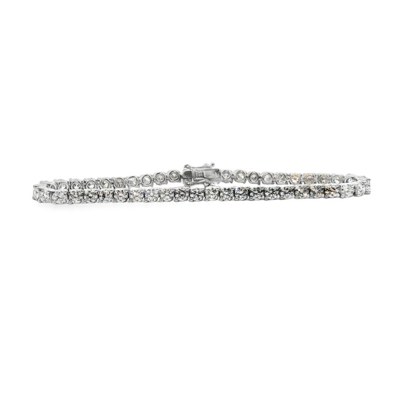 Platinum Diamond Tennis Bracelet Set with 48 Round Diamonds (6.46ctw)(H/VS2) in Two Prong Settings Buttercup Stile Wire Tennis Bracelet 7" Length