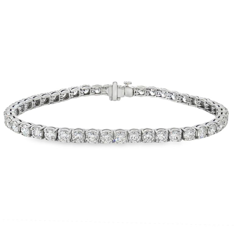 14K White Gold Diamond Tennis Bracelet Set with 45 Round Diamonds (GH/SI1)(6.48ctw) 6.5" Length