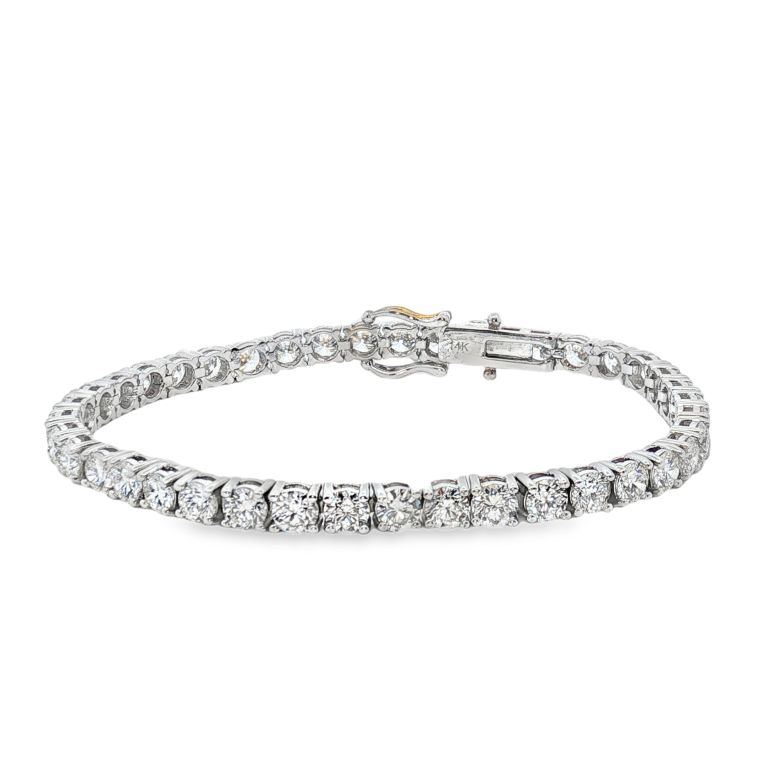 14K White Gold Diamond Tennis Bracelet Set with 40 Round Diamonds (GH/SI1) (10.6ctw) 7" Length