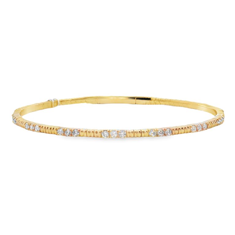 14K Yellow Gold Soft Bangle Diamond Bracelet with 33 Round Diamonds (0.29ctw)(GH/SI1)