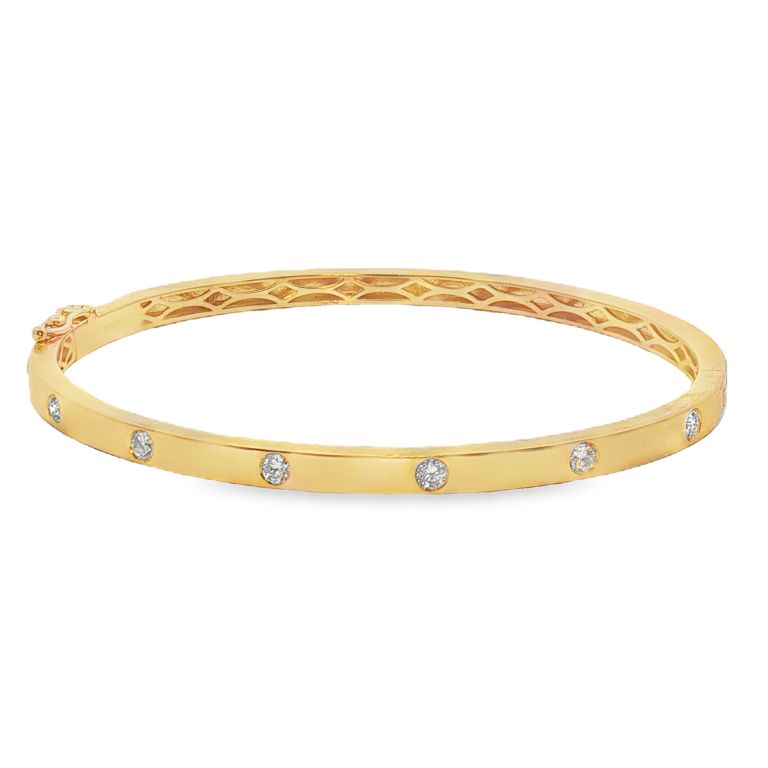 18K Yellow Gold Diamonds Cuff Bracelet with 7 Round Diamonds (0.49ctw)(GH/VS2-SI1)