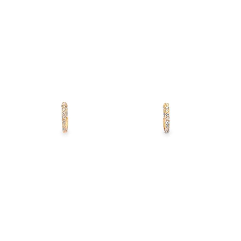 Pair of 18K Yellow Gold Diamond Hoop Earrings with 18 Round Diamonds (0.18ctw) (GH/SI)