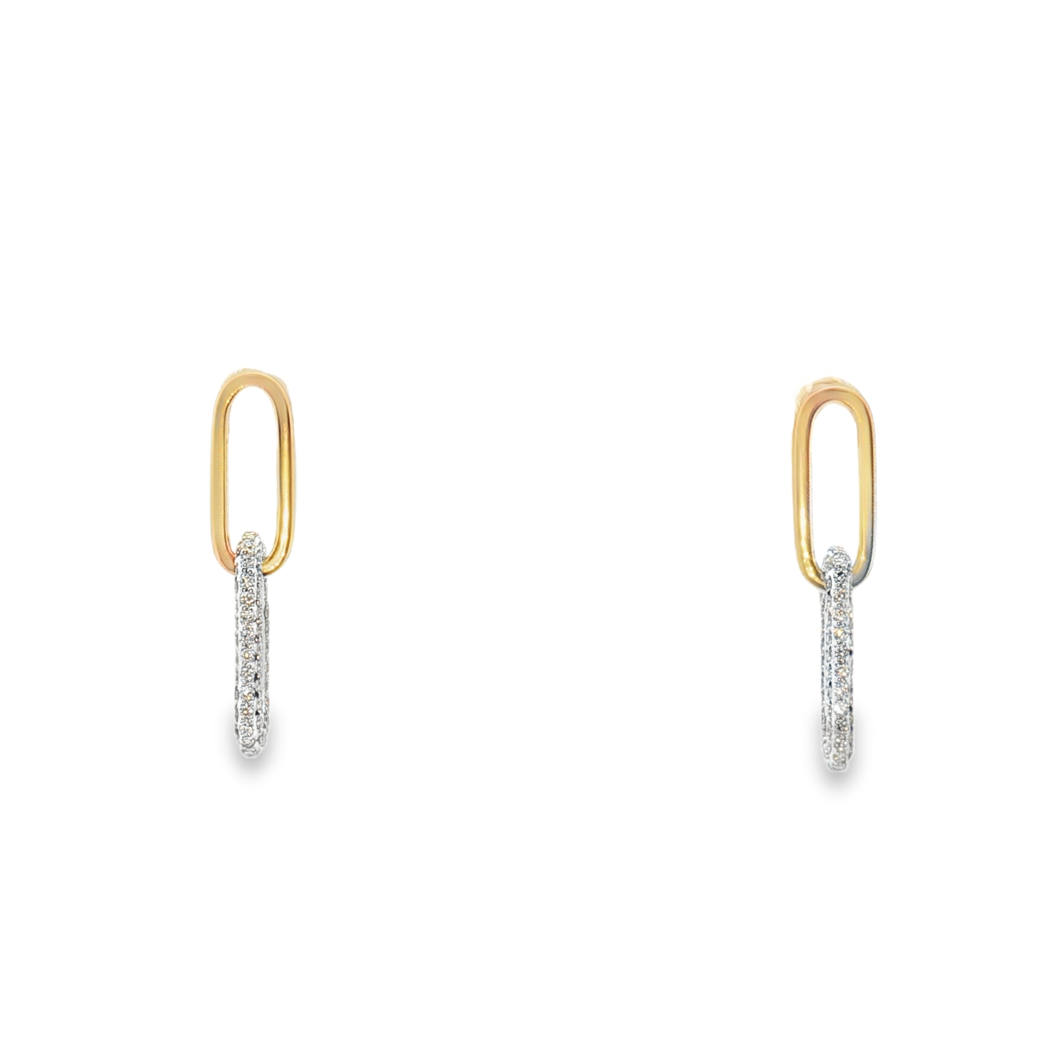 Pair of 18K White and Yellow Gold Diamond Paperclip Earrings with 158 Round Diamonds (GH/SI)(0.51ctw)