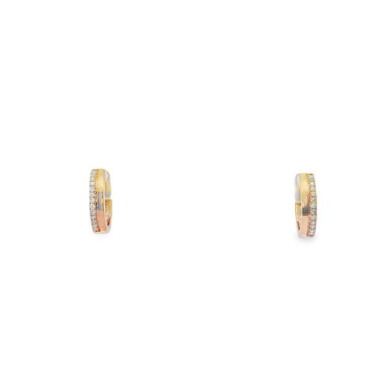 Pair of 18K Yellow Gold Diamond 2 Row Hoop Earrings with 26 Round Diamonds (GH/SI) (0.09ctw)