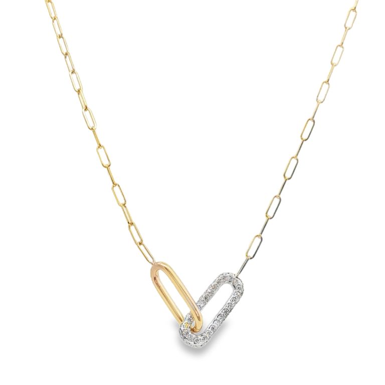 18K Yellow Gold Paperclip Chain with Diamond and Polished Link (0.26ctw)
