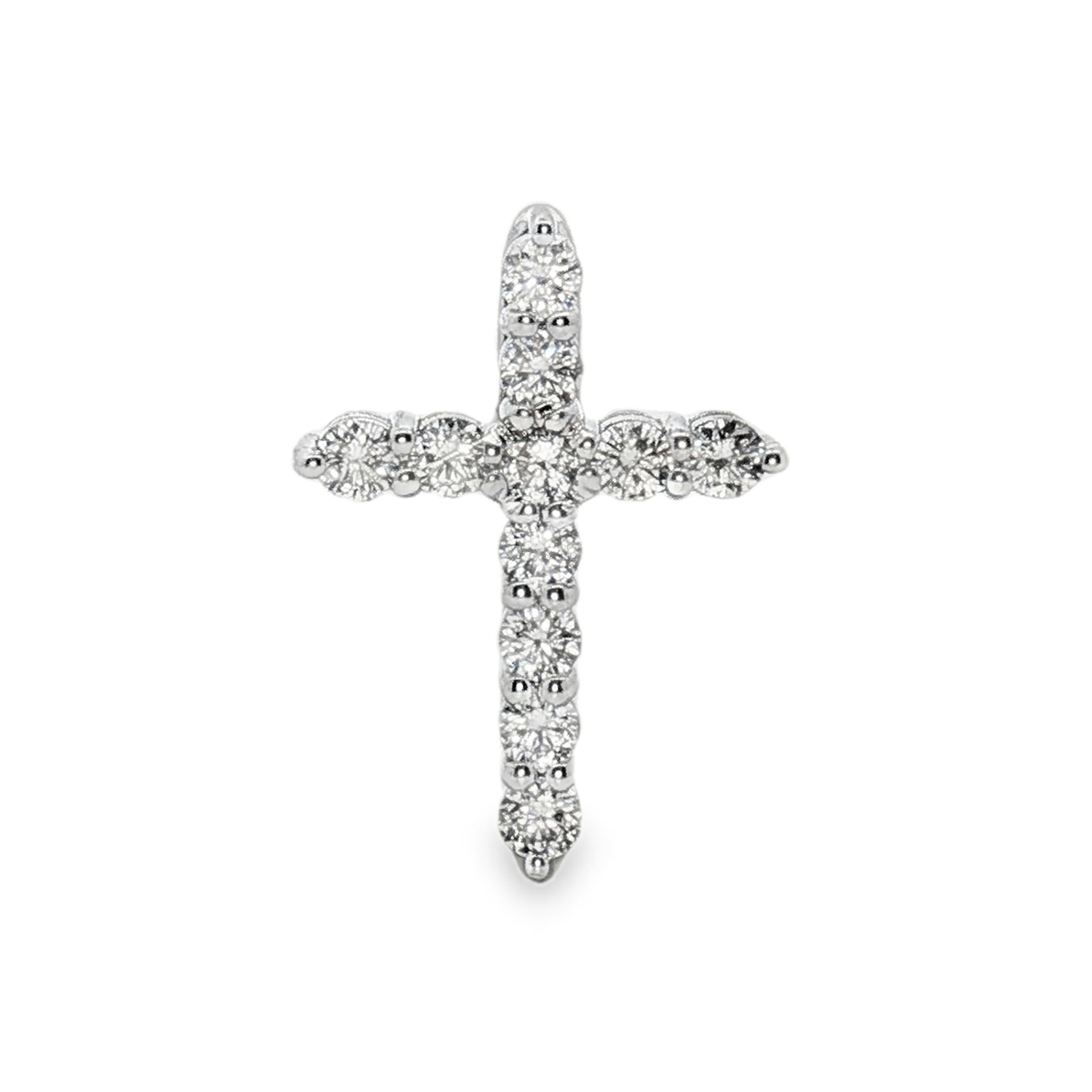 14K White Gold Diamond Cross Pendant with 11 Round Diamonds (0.5ctw)(GH/SI1)