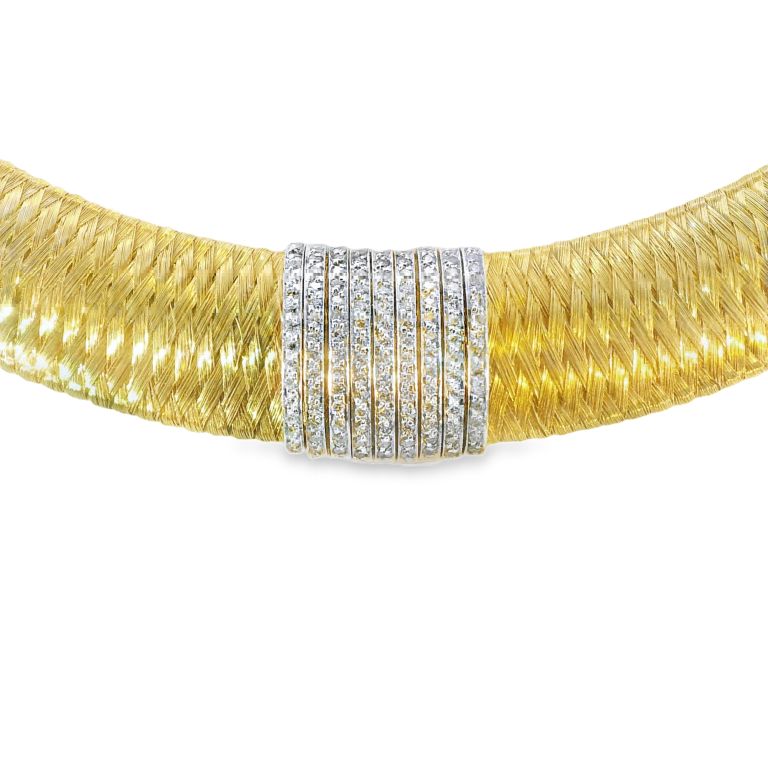 18K Yellow Gold Roberto Coin Diamond Necklace Set with 135 Round Diamonds (0.67ctw) 15" Plus 2" Extender