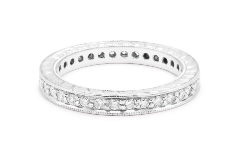 Platinum Diamond Eternity Band Set with 35 Round Fine Cut Diamonds (.35ctw)