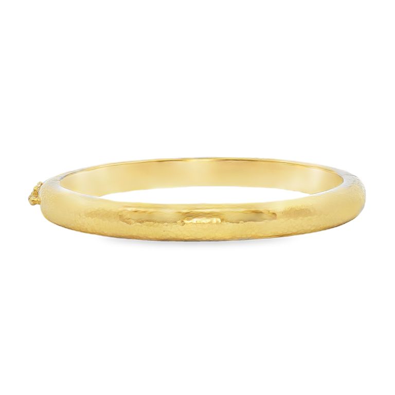 18K Yellow Gold Domed Bangle Bracelet with a Width of 7mm