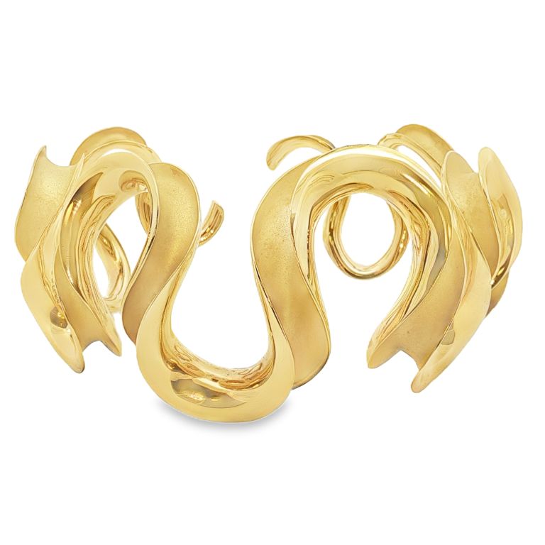 18K Yellow Gold Michael Good Heavy Open Baroque Bracelet