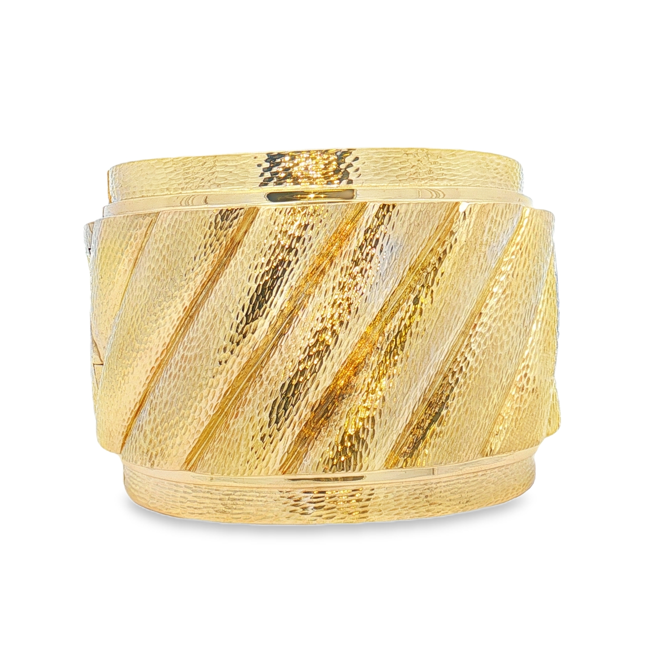 18K Yellow Gold Webb Cuff Bracelet 2" Wide at Top
