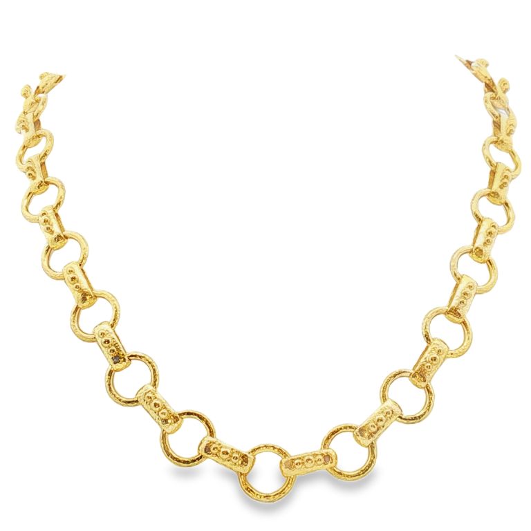 19K Yellow Gold "Torcello" Link Chain Necklace with Gold Toggle 17" Length