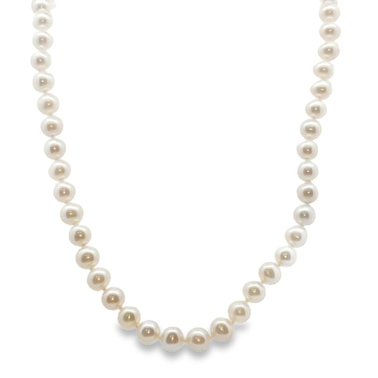 17" Serena Clasp Necklace with 6-6.5 mm Freshwater Pearls with 19K Yellow Gold Clasp with Ring for Pendants Style