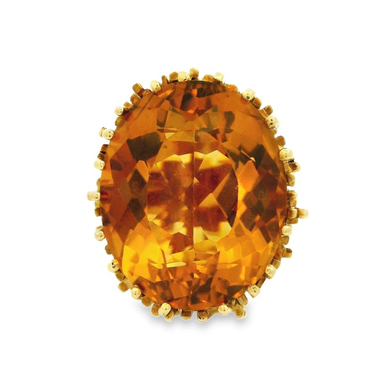 18K Yellow Gold Citrine Ring with One Oval Citrine (36.0 ctw) Size 6.5