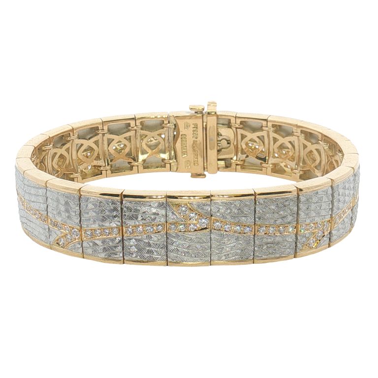 18K Yellow Gold and Platinum Diamond Bracelet