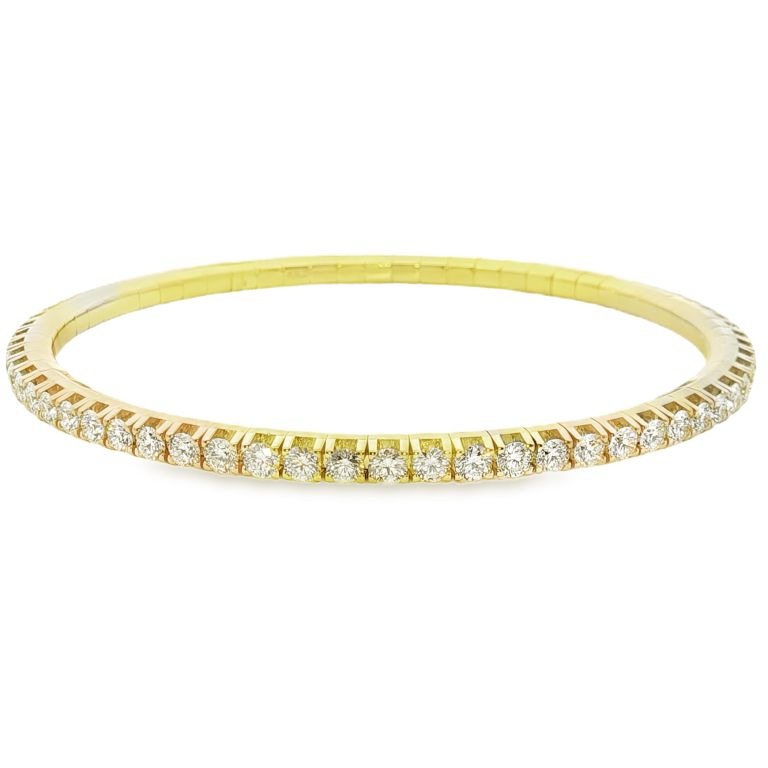 18K Yellow Gold Round Diamond Stretch Bracelet