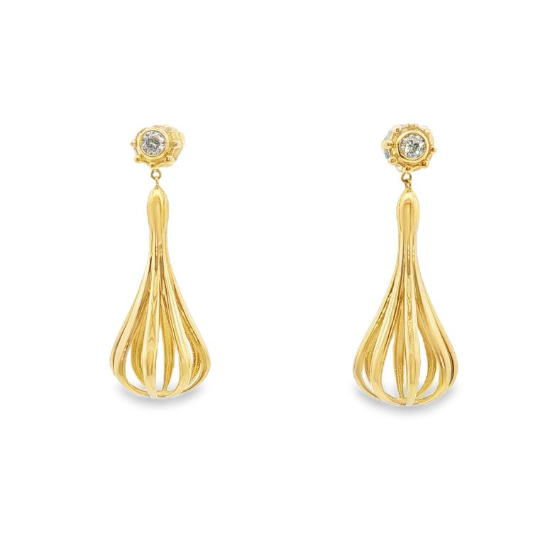 Pair of 18K Yellow Gold Large Trumpet Earrings