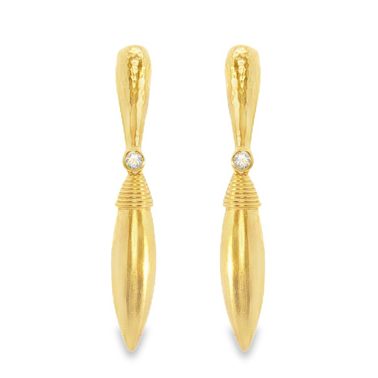 Pair of 22K Yellow Gold Wheat Shaped Drop Earrings