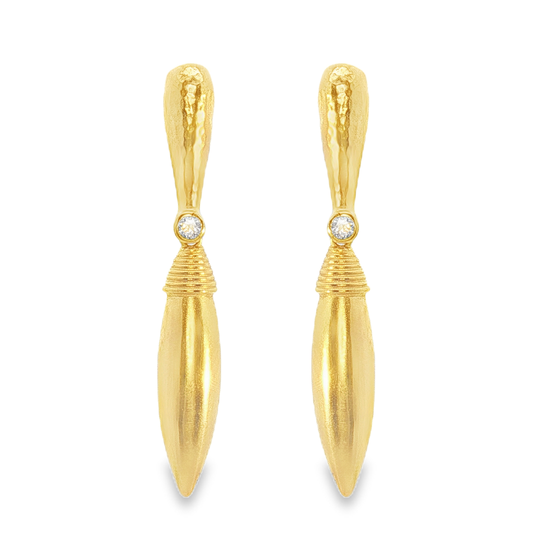 Pair of 22K Yellow Gold Wheat Shaped Drop Earrings