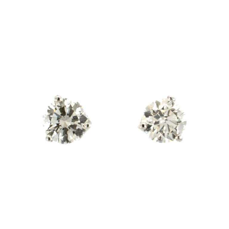 Pair of 18K White Gold/Platinum Diamond Stud Earrings