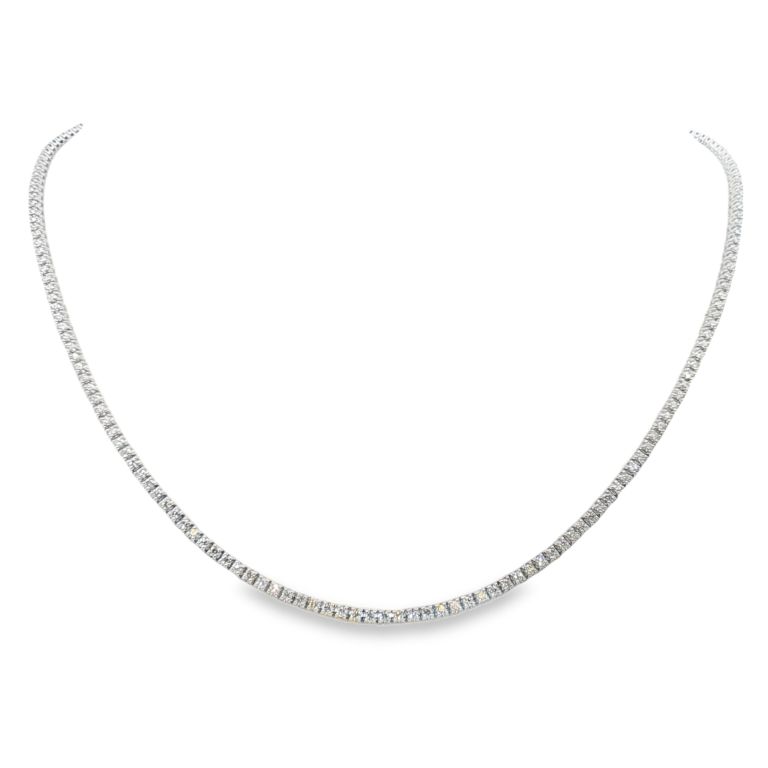 18K White Gold Diamond Riviera Necklace 16" Chain