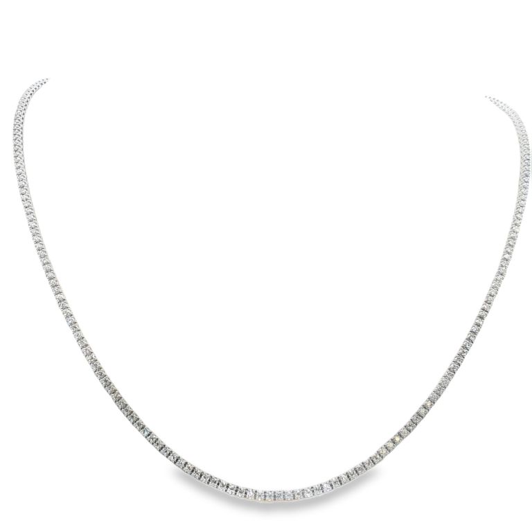 18K White Gold Diamond Riviera Necklace 18" Chain