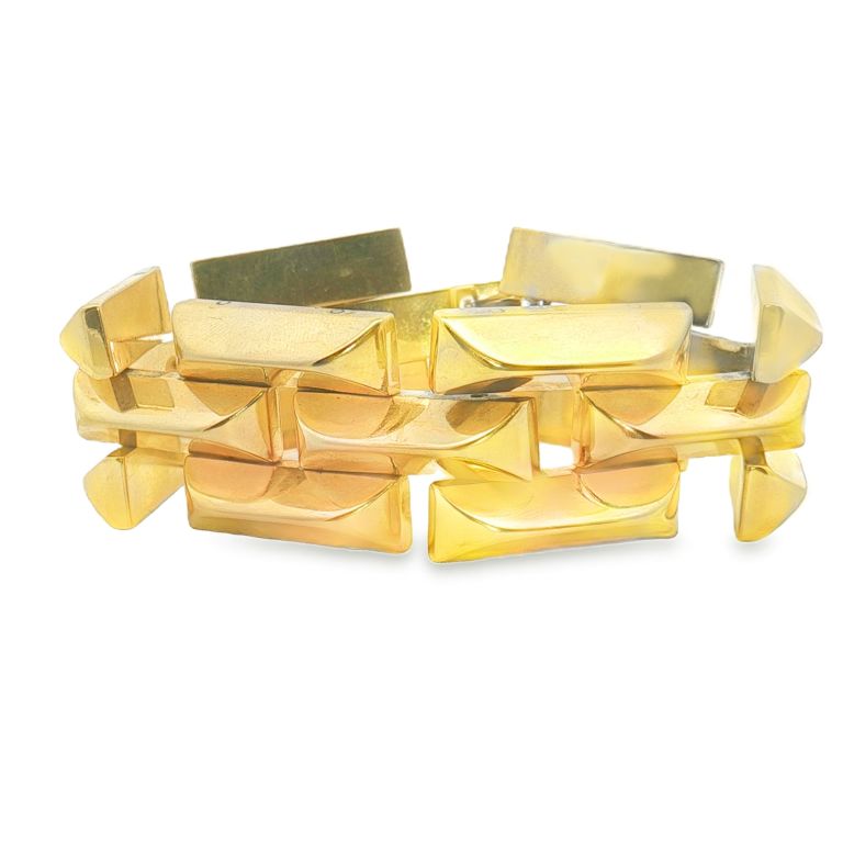 14K Yellow Gold Flat Wide Square Link Bracelet