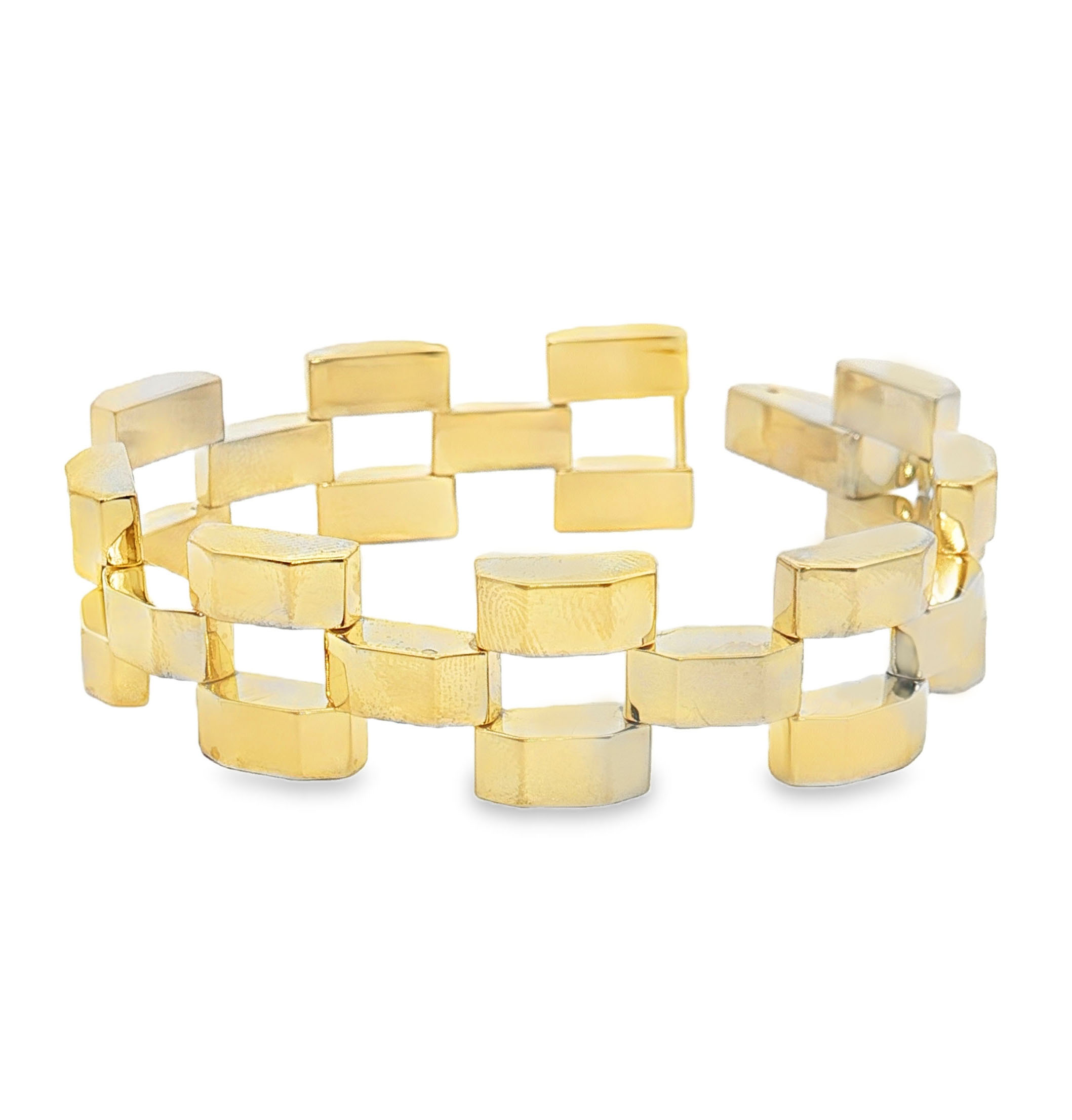 18K Yellow Gold Square Link Bracelet