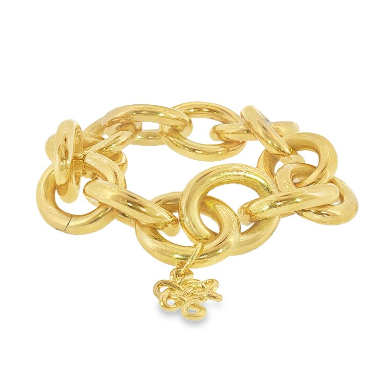 18K Yellow Gold Circle Chain Link Bracelet
