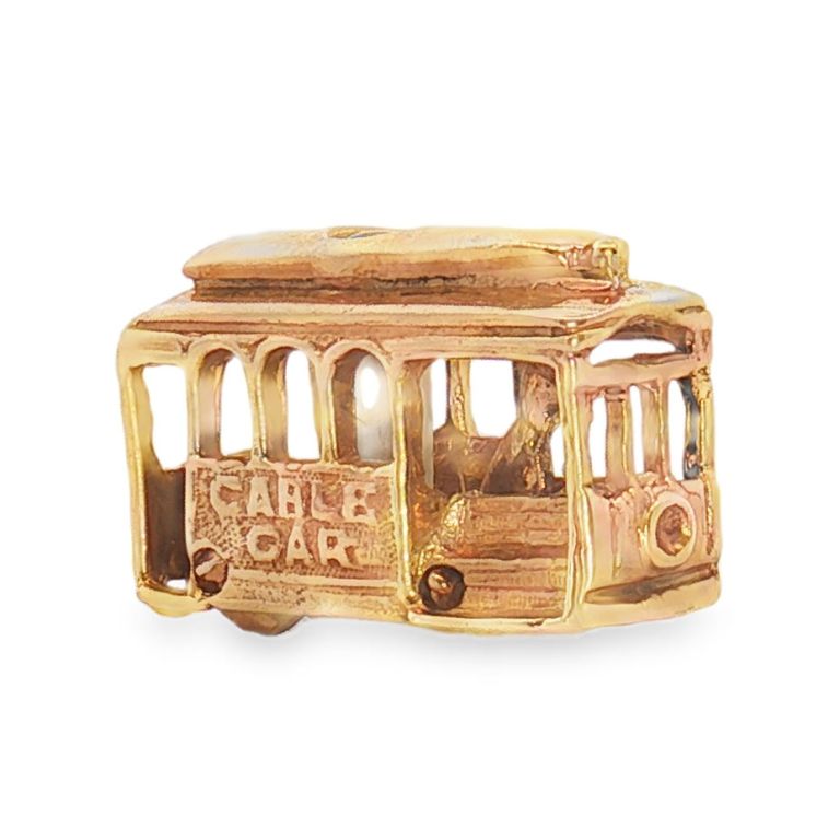 14K Yellow Gold Cable Car Charm