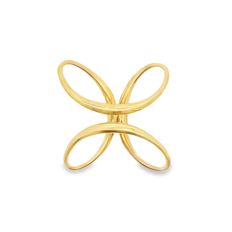 18K Yellow Gold Large Papillon Pendant on Black Silk Cord