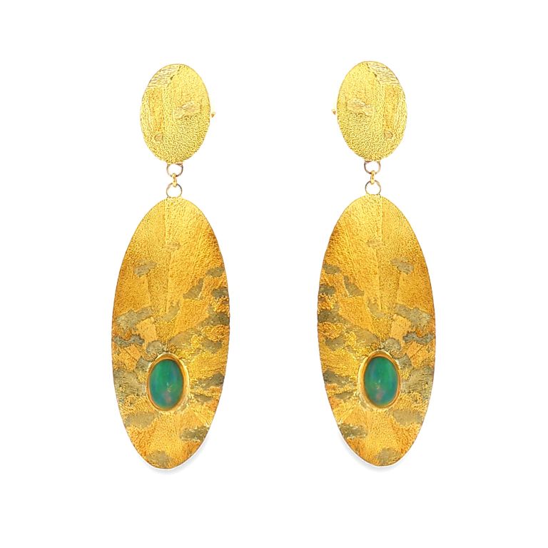 22K/18K/14K Yellow Gold Ethiopian Opal Earrings