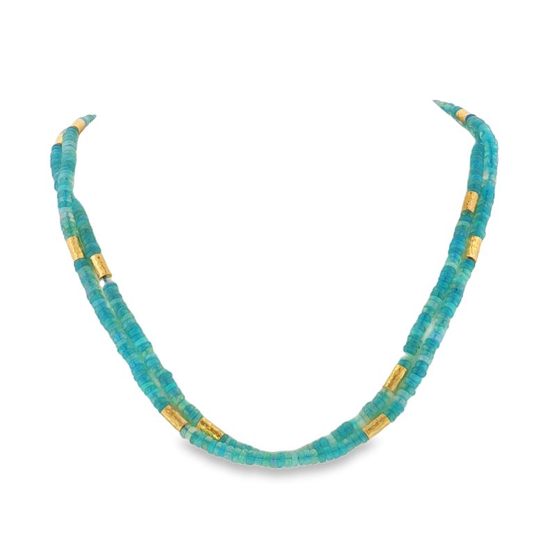 24K Yellow Gold Opal Strand Necklace