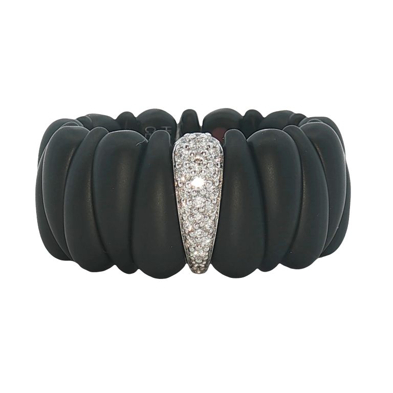 18K White Gold Ceramic and Diamond Ring