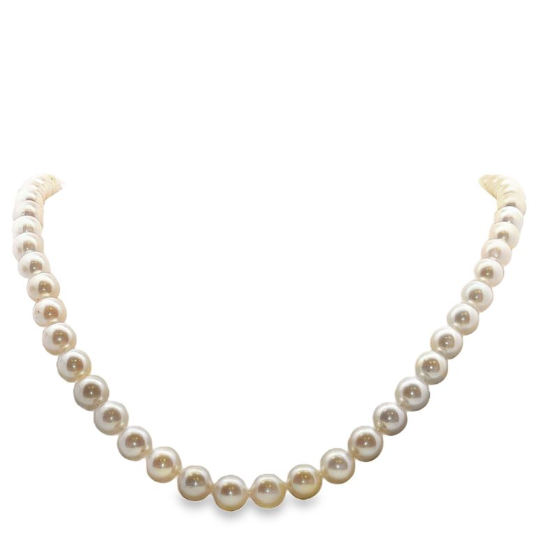 14K White Gold Pearl and Diamond Necklace