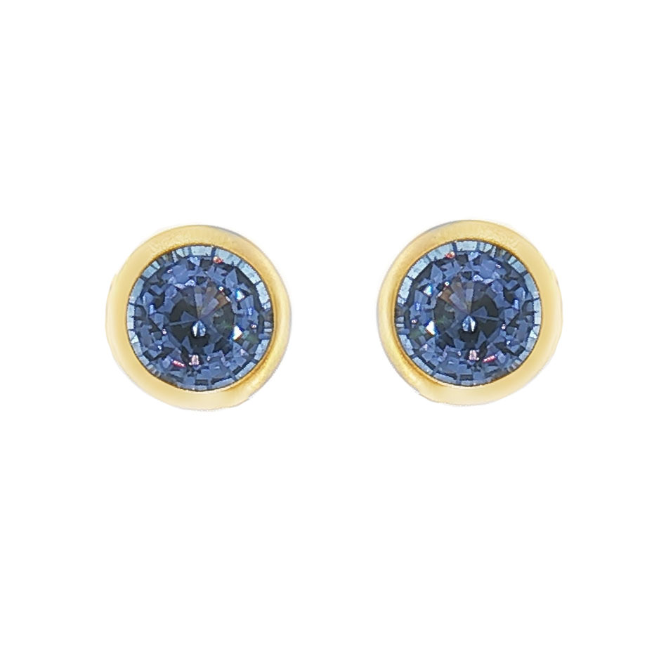 Pair of 18K Yellow Gold Blue Sapphire Earrings