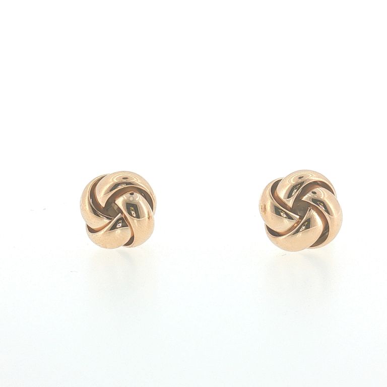 Pair of 14k yellow gold squared knot earrings.