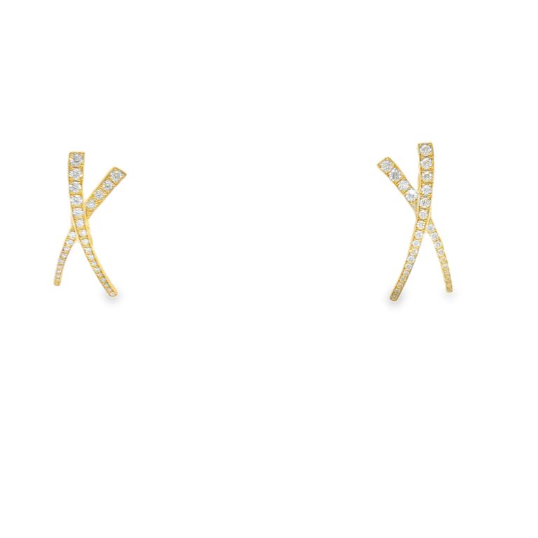 Pair of 18k yellow gold diamond "Heights with a Kiss" earring set with 62 Round diamonds (0.52ctw)(FG/VS)