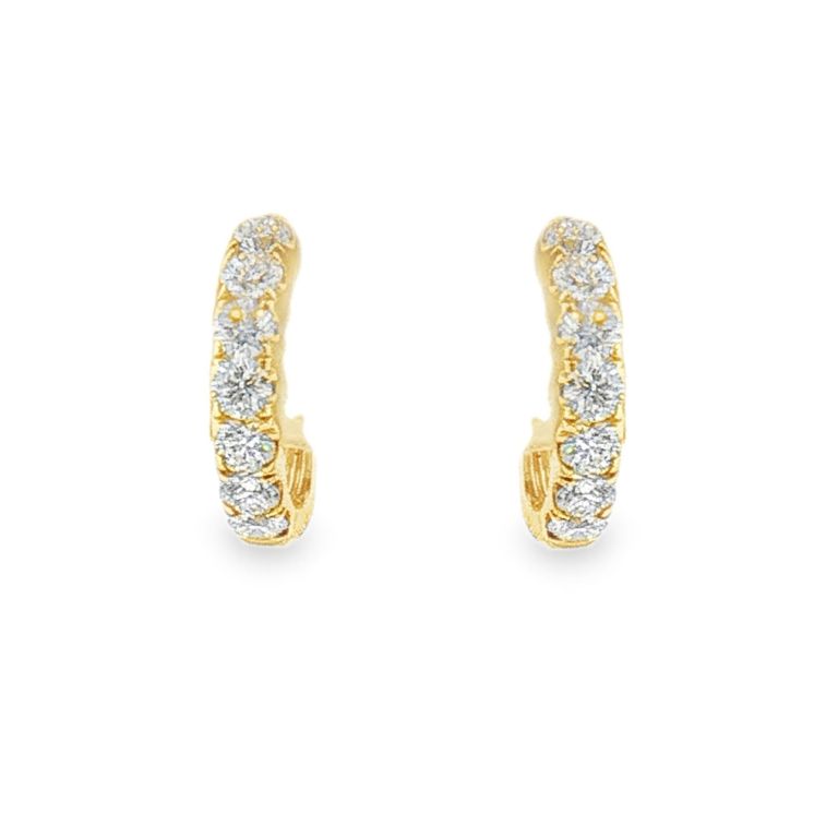 Pair of 18k yellow gold diamond hoop earrings set with 14 Round diamonds (0.54ctw)