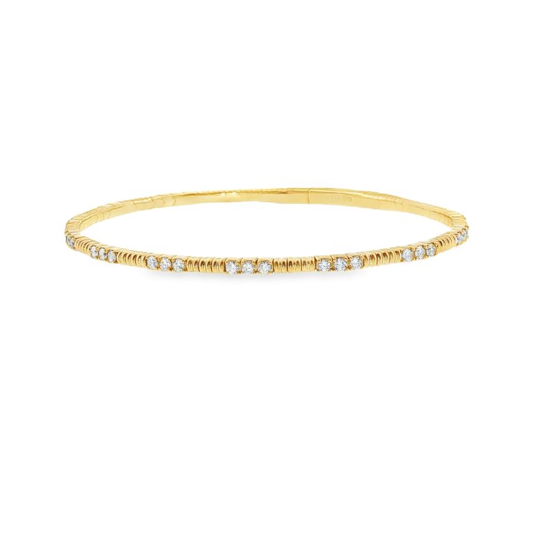 14k yellow gold bracelet with 11 sections of three Round diamonds