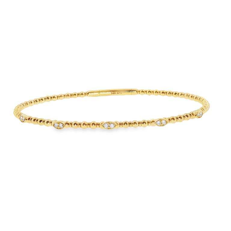 14k yellow gold bracelet set with 5 sections of Round diamonds