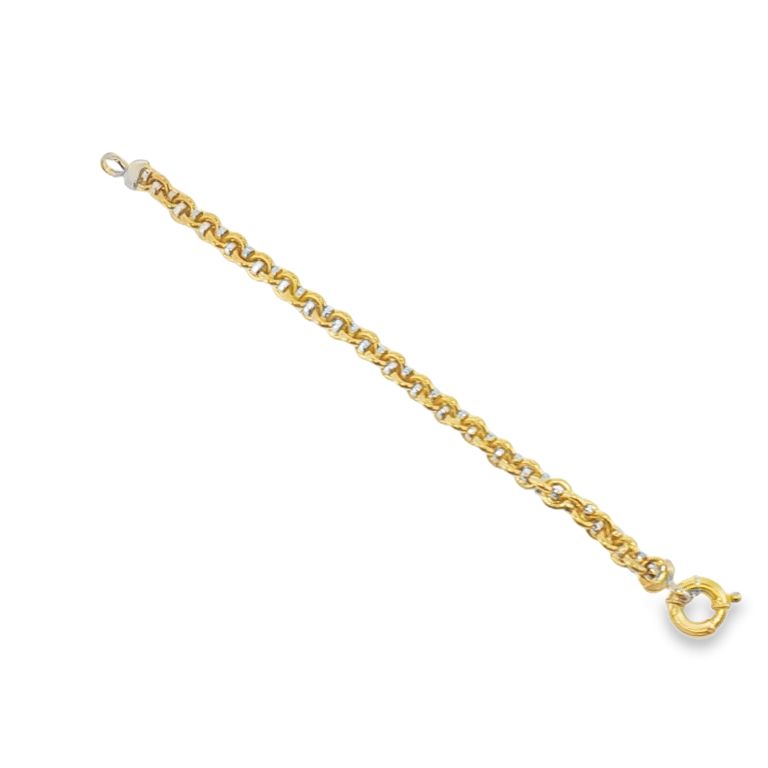 18k yellow gold circles link bracelet with a length of 7.5 inches.