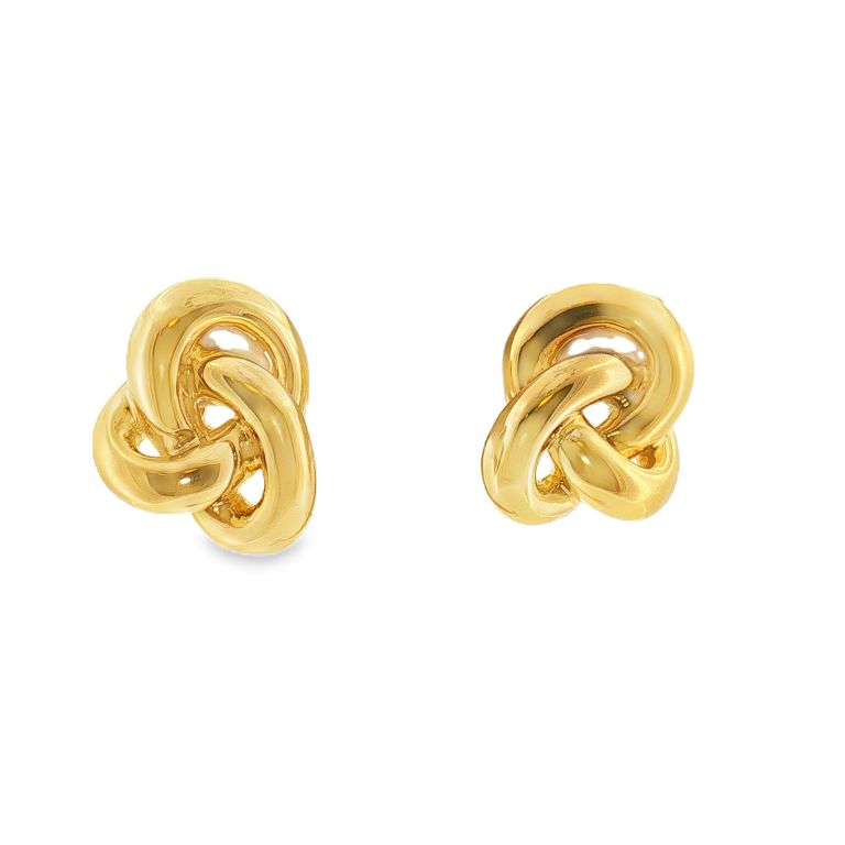 Pair of 18k yellow gold knot earclips.